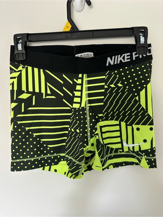 Nike Pants - Nike Pro Black & Neon Lime Geometric Training Shorts